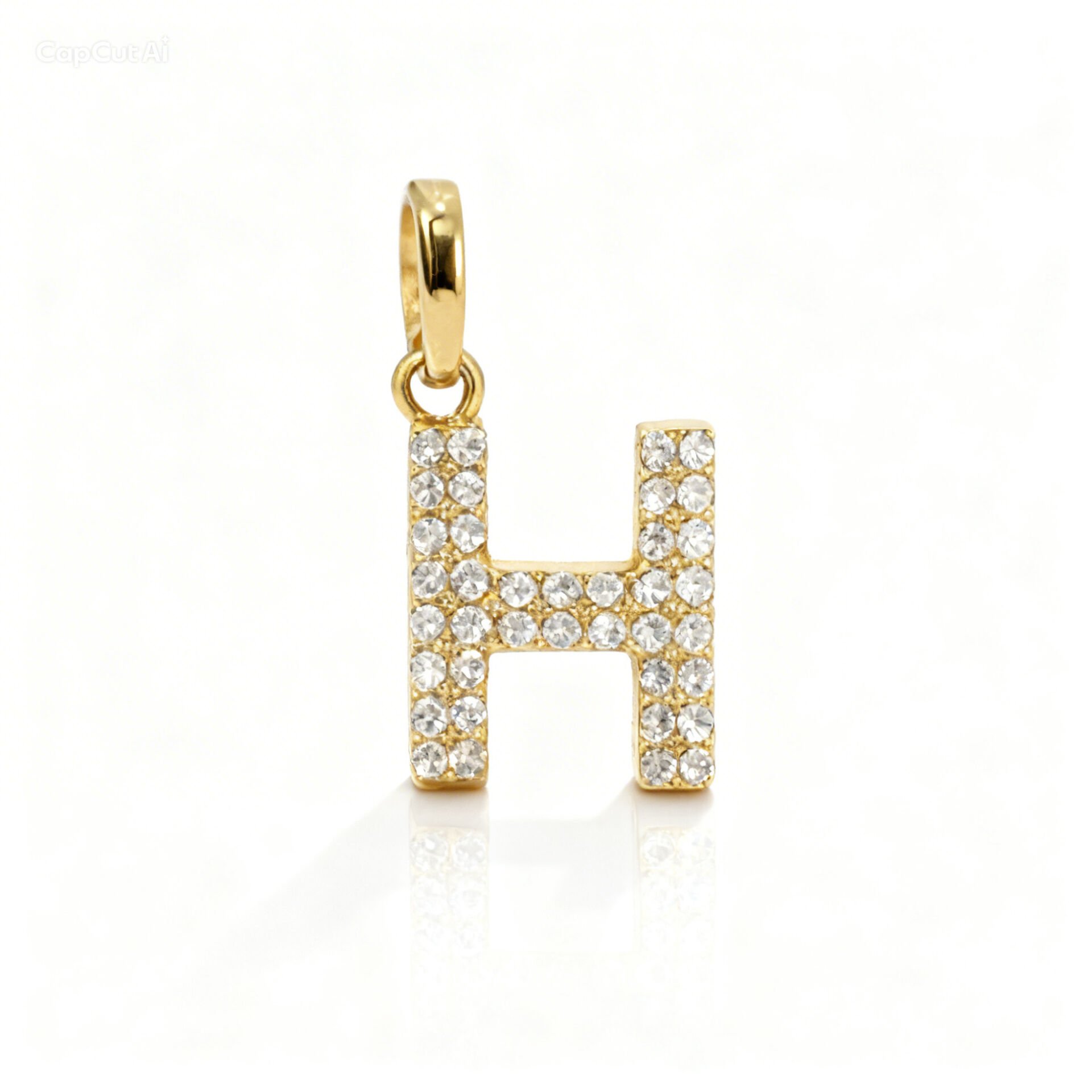 14 Ayar Taşlı H harfi kolye ucu