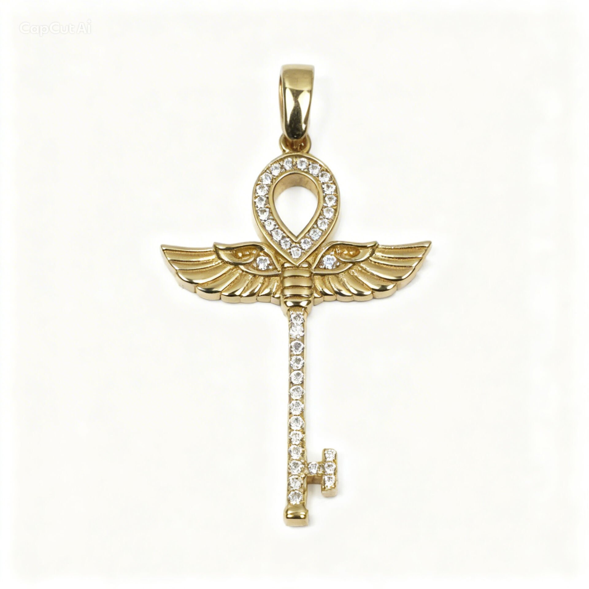 14 Ayar Altın Kanatlı Ankh Kolye Ucu