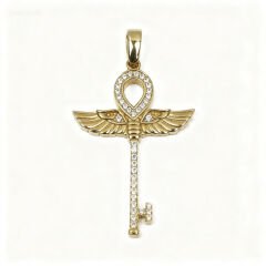 14 Ayar Altın Kanatlı Ankh Kolye Ucu