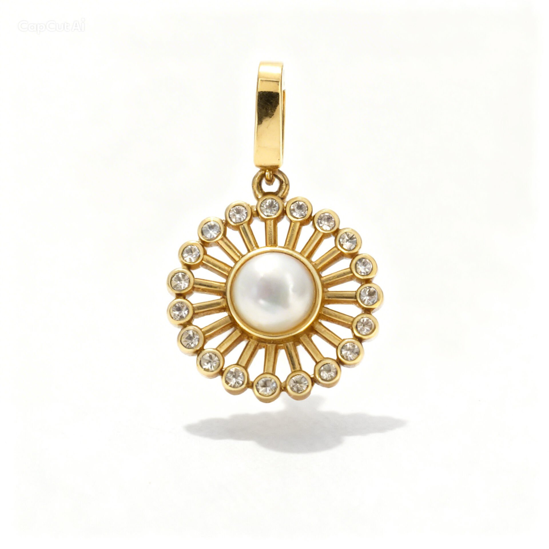 14 Ayar Altın Zirkon Taşlı Güneş Kolye ucu